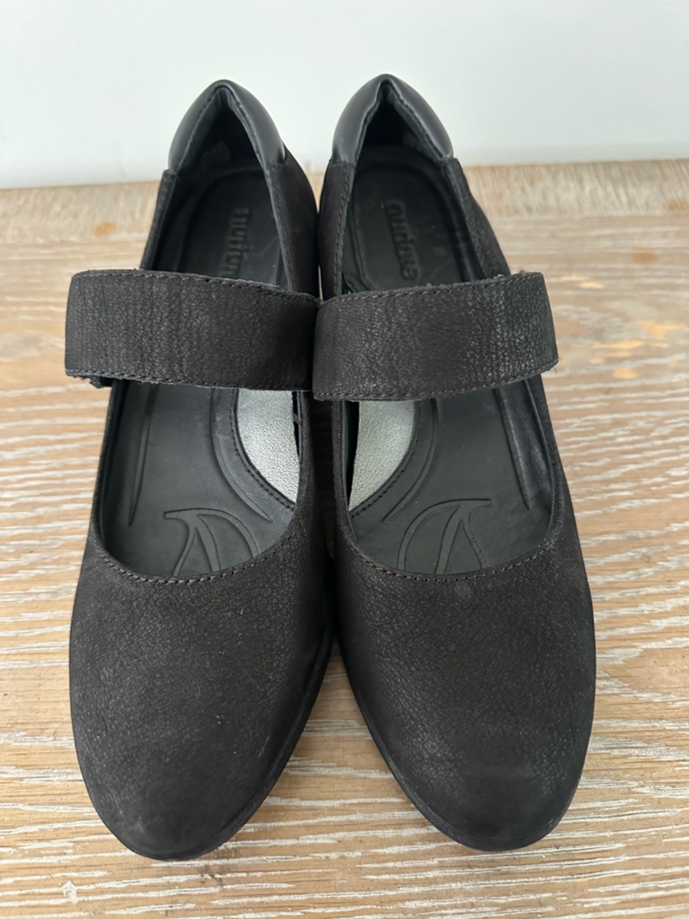 Nurture by Lamaze Black Mary Jane Wedges with adjustable Velcro Strap Sz 7M